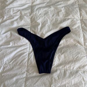 Hollister Navy Ribbed High Cut Thong Bikini Bottom S - 4th of July Ready!